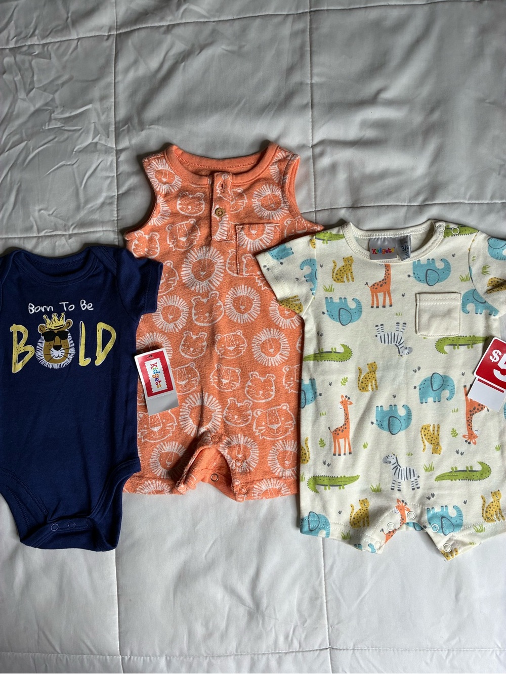NWT 3 Piece Baby Boy Romper Bundle | 3-6 Months Kidgets, Garanimals